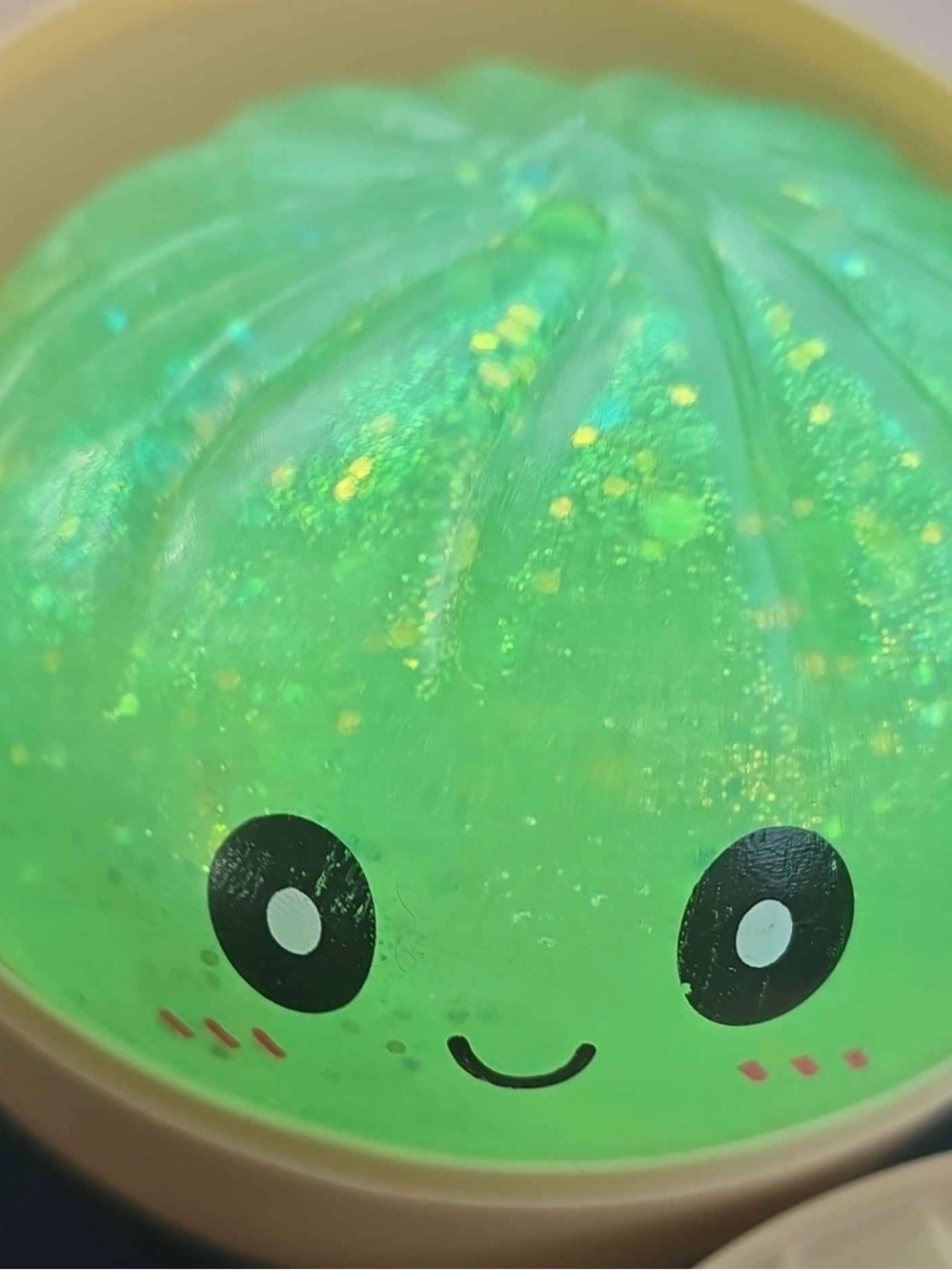 Green Glitter Glow in the Dark Squishy Bun